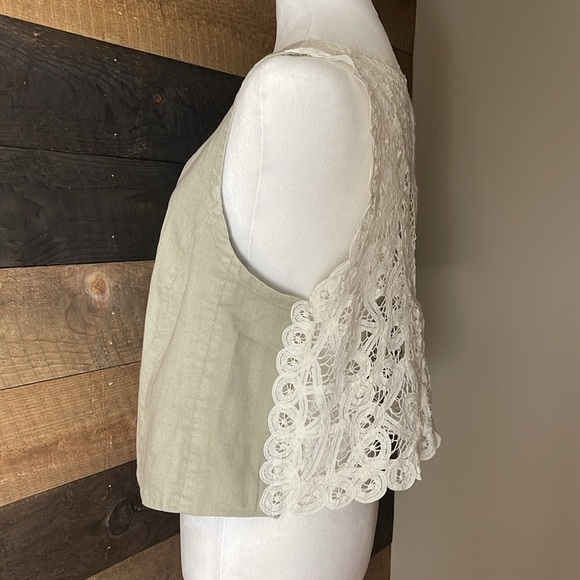 Chico’s Tan Beige Crochet Steampunk Vest Size Large - Picture 2 of 8